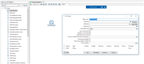 csv file input pentaho