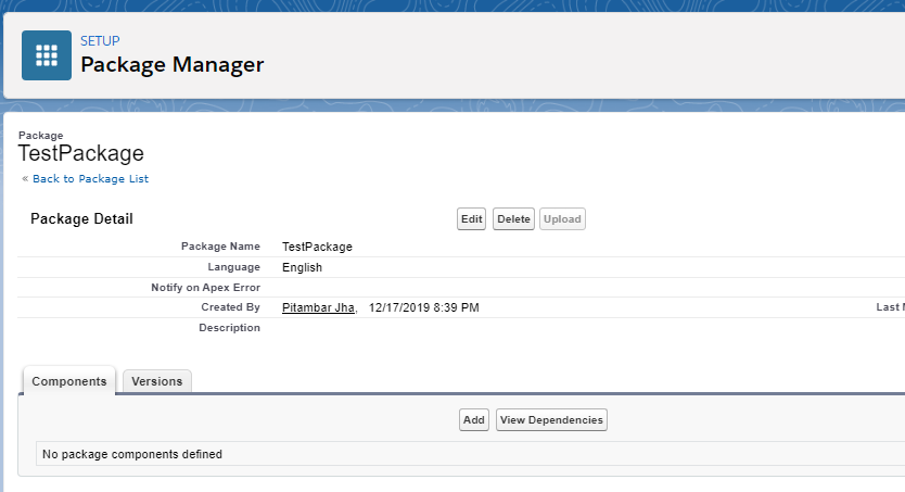 package manage detail page